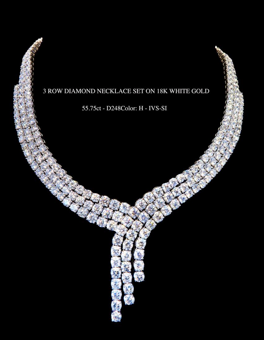 Three row diamond necklace sale