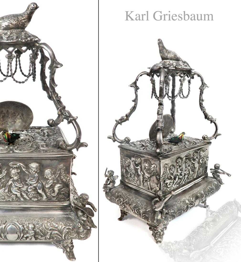 Karl Griesbaum Silver Mechanical Automaton Bird Box (1 of 3)