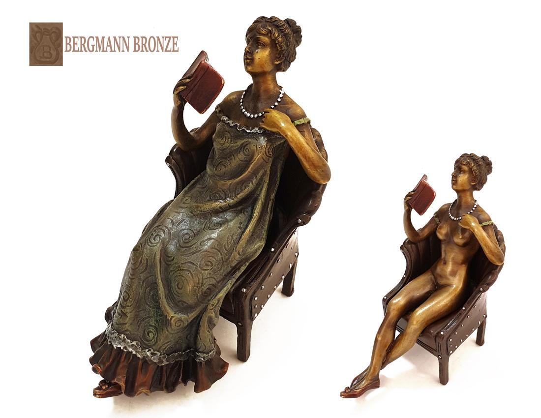The Hot Study, A Franz Bergman Bronze Figurine (3 Pcs): The Hot Study, Very Rare Original Franz Xaver Bergmann Erotic Bronze Statue (3 Pieces), "Nam Greb" & Bergmann stamp Signed. H 5" x 5" x 3" (Total size). About Artist: Franz Xaver Bergmann (or Franz Xa