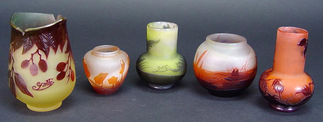 Set of French Galle Art Glass (5 Pieces), Signed (1 of 3)