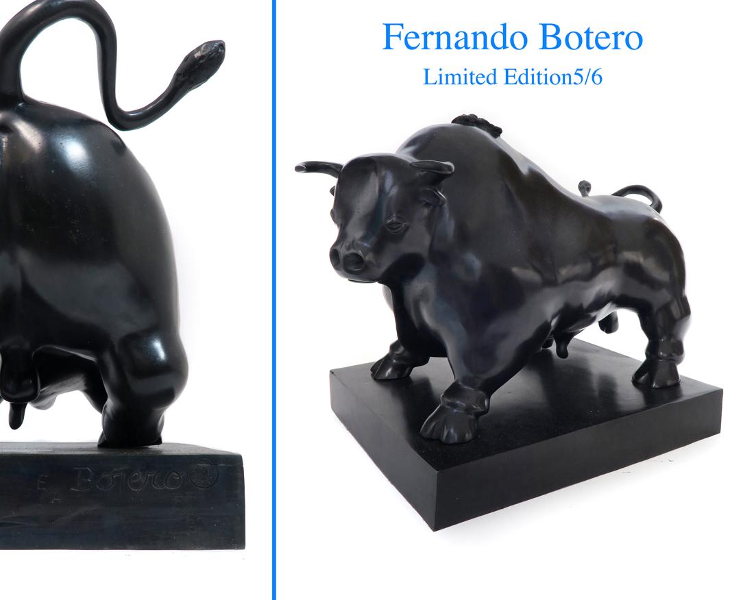FERNANDO BOTERO Fighting Bull Bronze Sculpture, Signed (1 of 5)