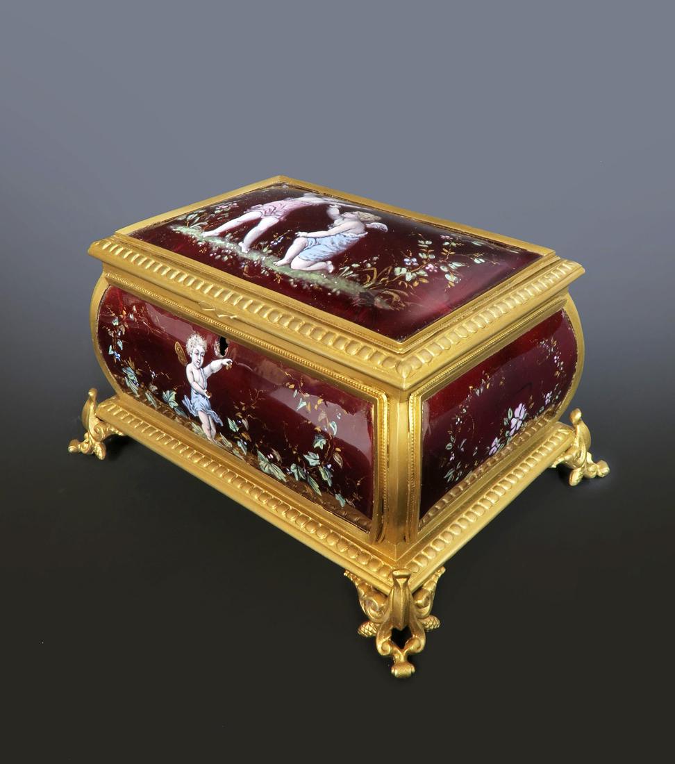 19th C. French Bronze & Enamel Jewelry Box (1 of 7)