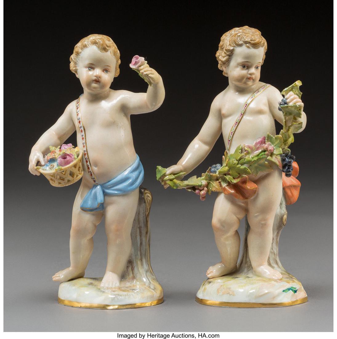 A Pair of Meissen Porcelain Putto Figurines (1 of 3)