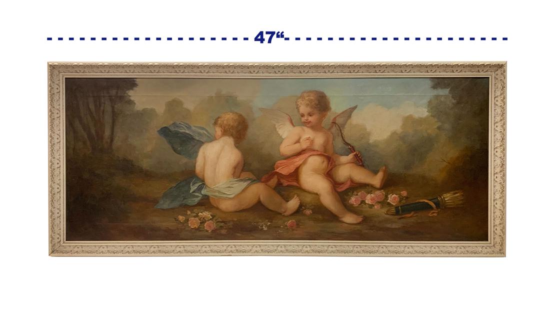 19th C. French Oil on Canvas Painting of Cupids Playing (1 of 9)