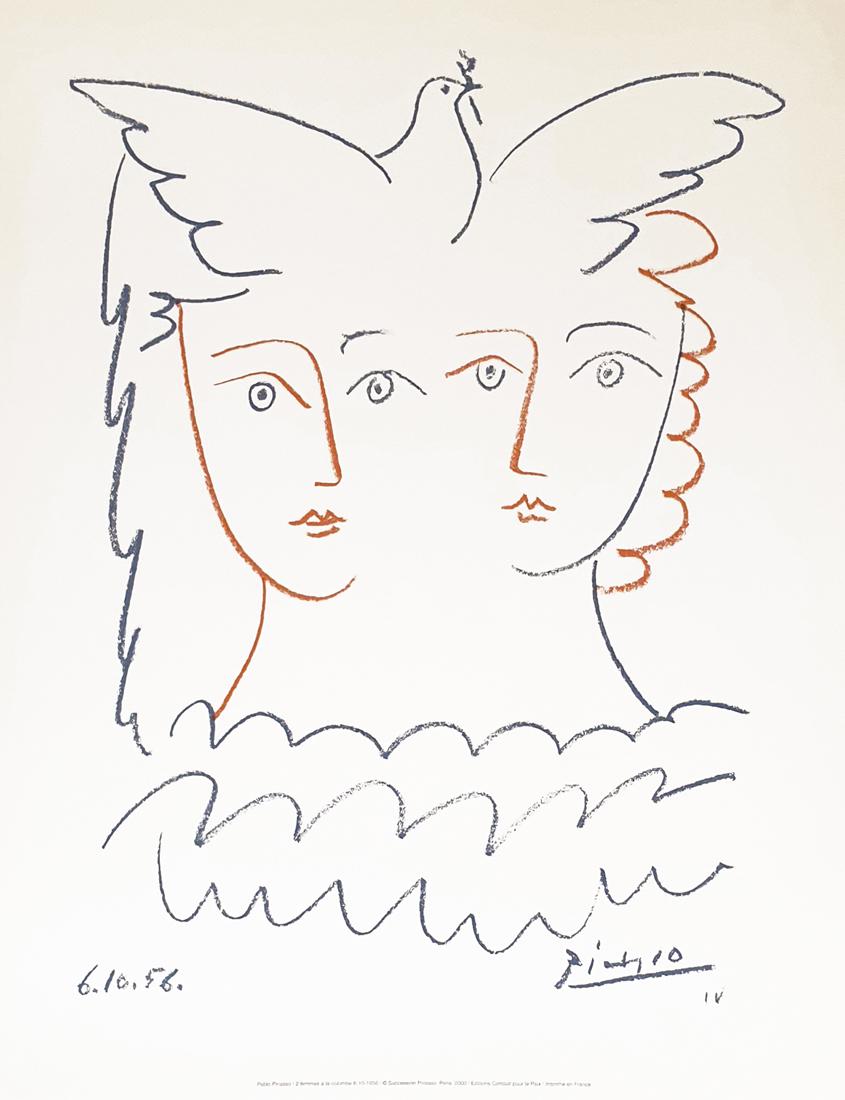 DEUX FEMMES ET LA COLOMBE IV, A PICASSO LITHOGRAPH, COA (1 of 8)