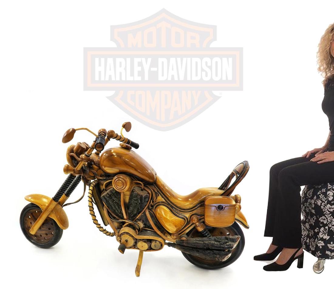 A Magnificent Large Hand Made Wood Carved Motorcycle (1 of 9)