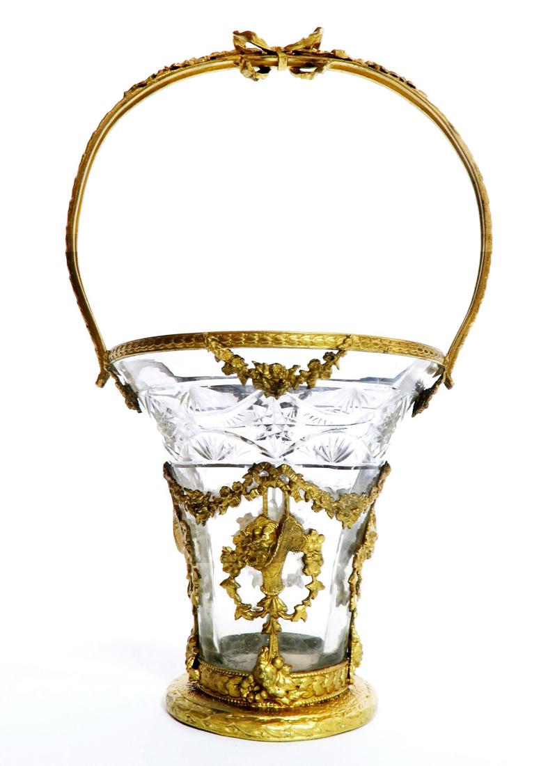 19th C. Bronze & Baccarat Crystal Basket (1 of 3)