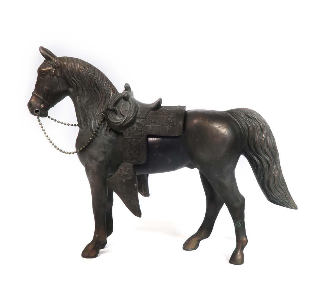 Cast Metal Horse Cowboys Sculpture (1 of 3)