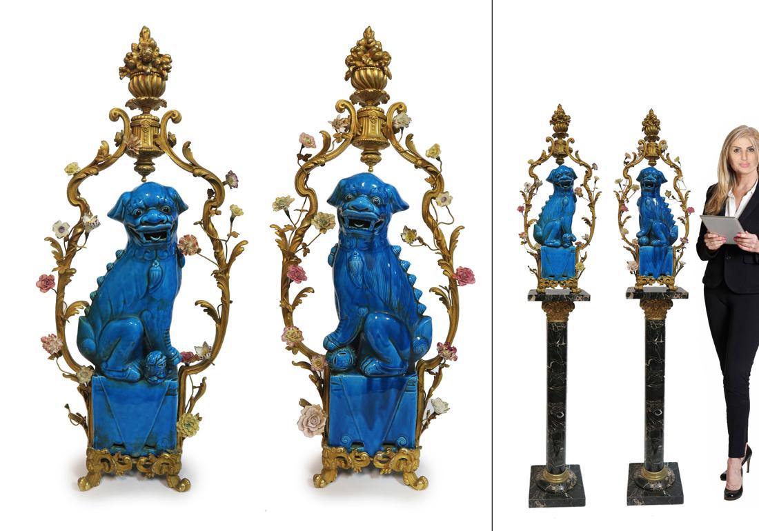 A Pair of Very Large Chinoiserie Foo Dogs, 19th C. (1 of 3)