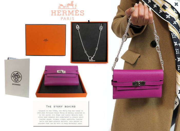 Hermes Mauve and Chai Epsom/Swift 85cm Kelly Pocket Strap PHW For Sale at  1stDibs