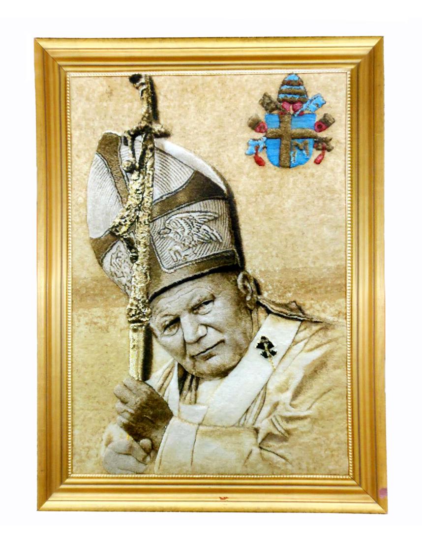 Persian Wool & Silk Pope John Paul II Portrait Rug (1 of 10)