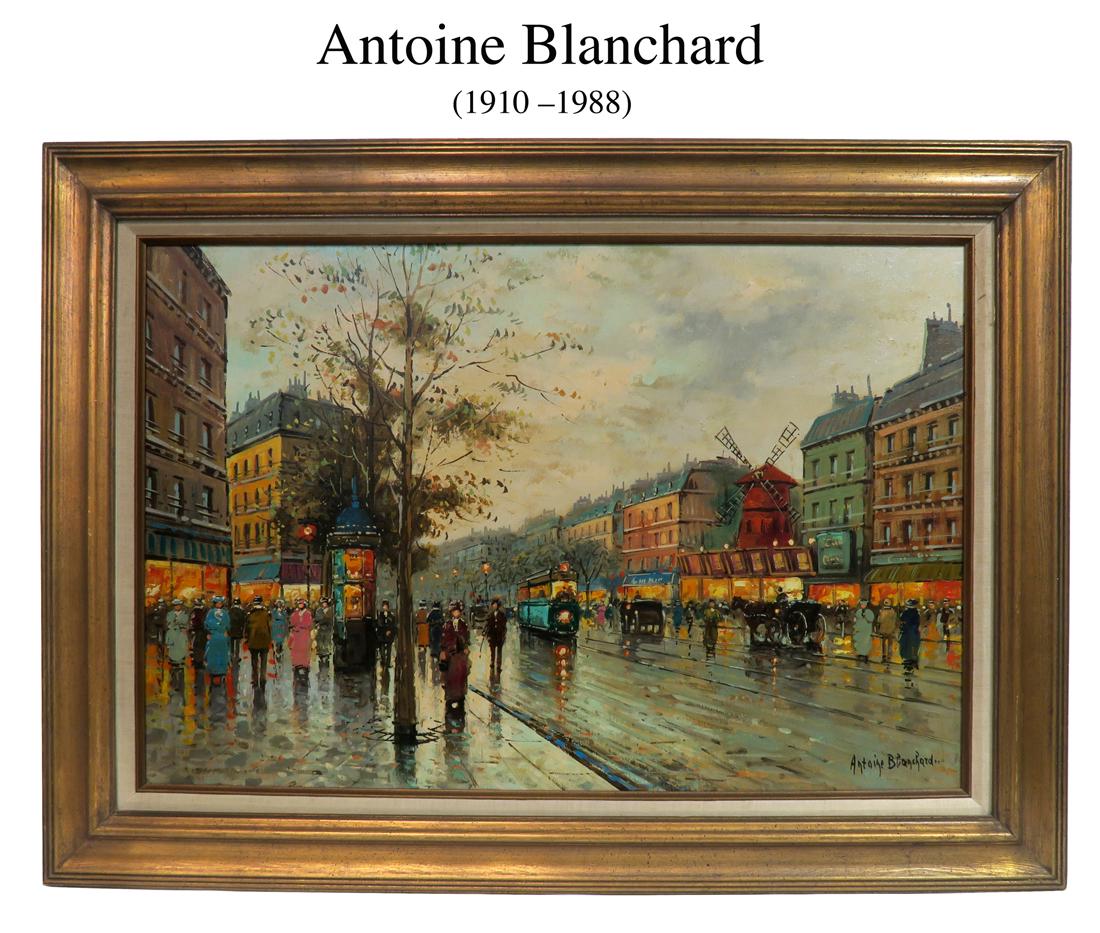 Parisian Street, Antoine Blanchard O/C Painting, Signed (1 of 4)