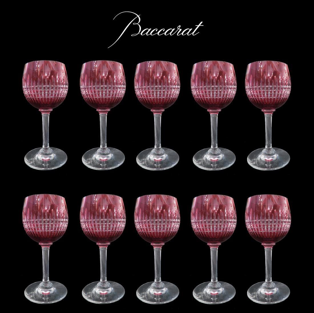 French Baccarat Red Crystal Glasses Set (10 Pieces) (1 of 1)