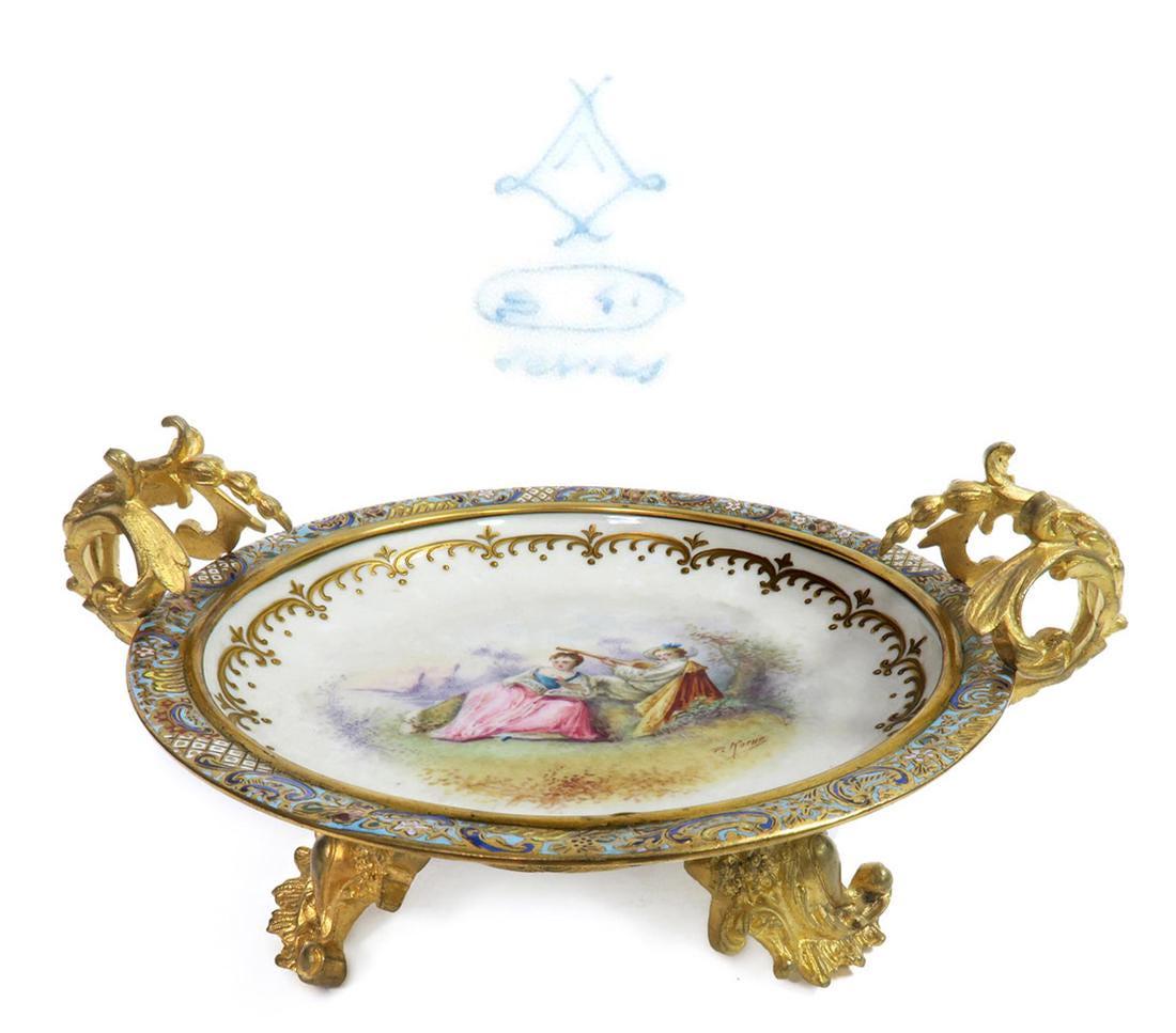 French Sevres Champleve Enamel & Bronze Centerpiece (1 of 4)