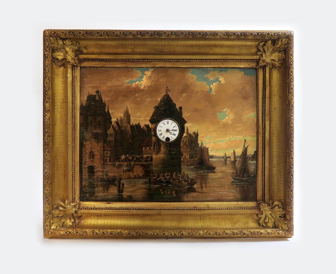 19th C. French Clock Painting on Board (1 of 9)