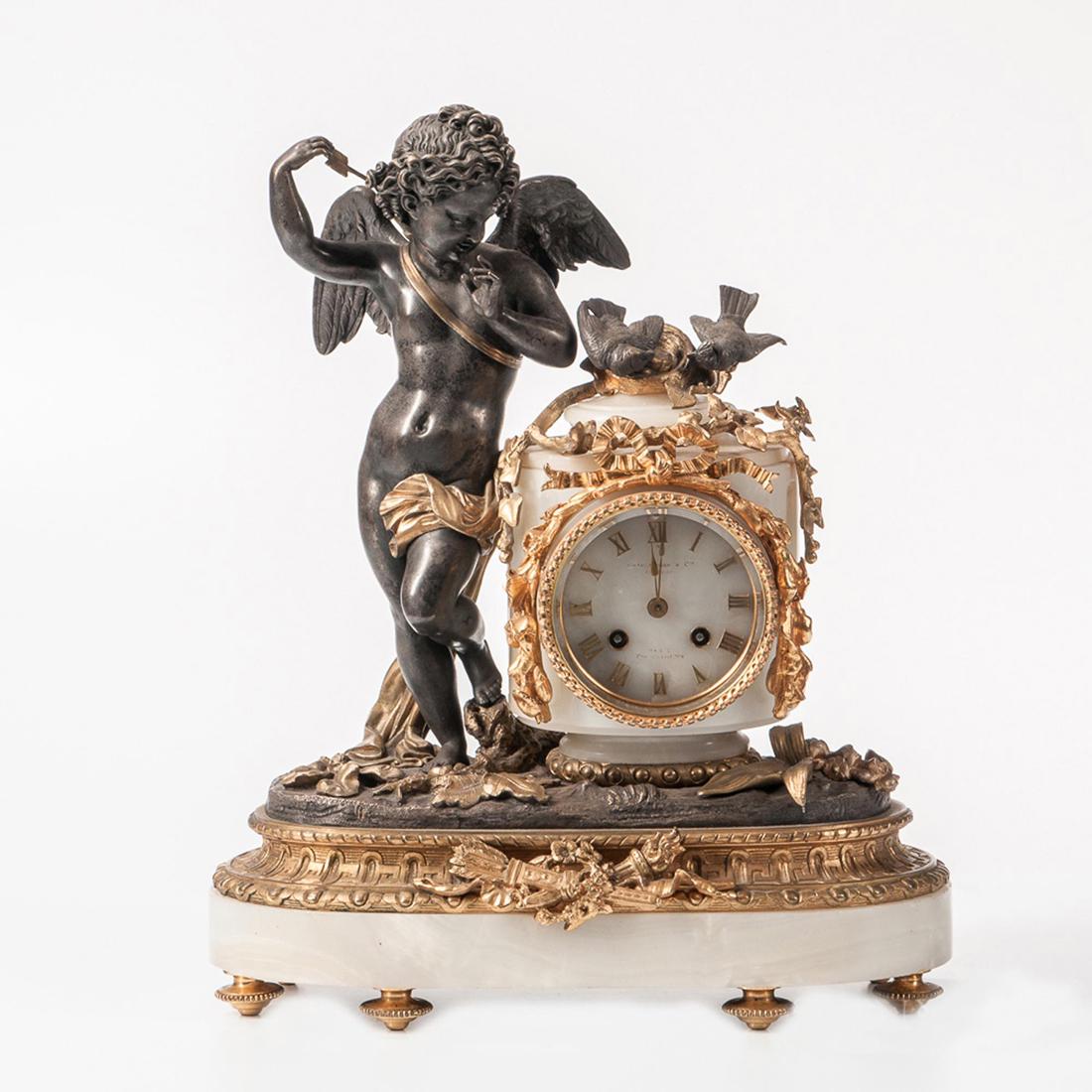 Gilt and Patinated Bronze-mounted Onyx Mantel Clock (1 of 5)