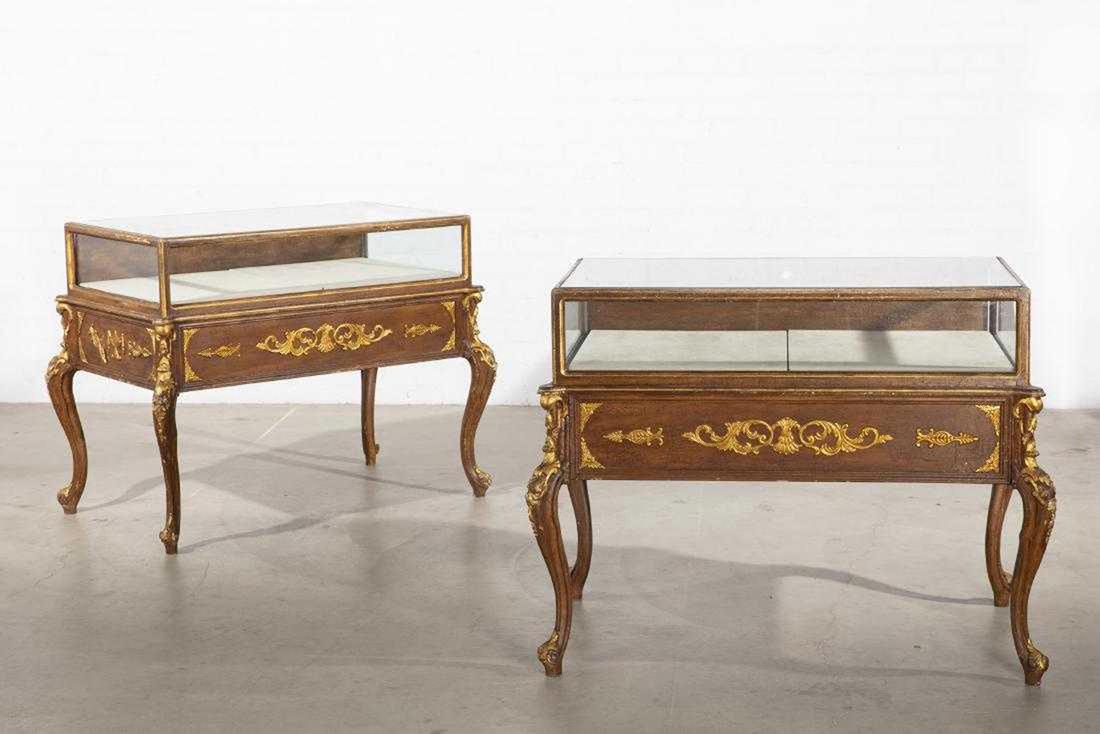 A Pair of Rococo Style Parcel Gilt Wood Vitrine Tables (1 of 3)