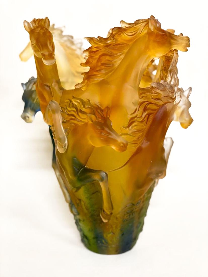 A French Art Glass Nancy Daum Style Horses Crystal Vase (1 of 8)