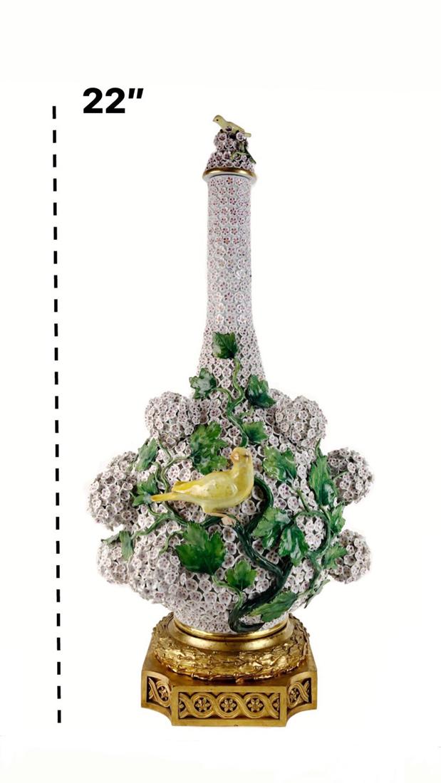 H 22\" Large Meissen Snowball (Schneeballen) Vase (1 of 5)