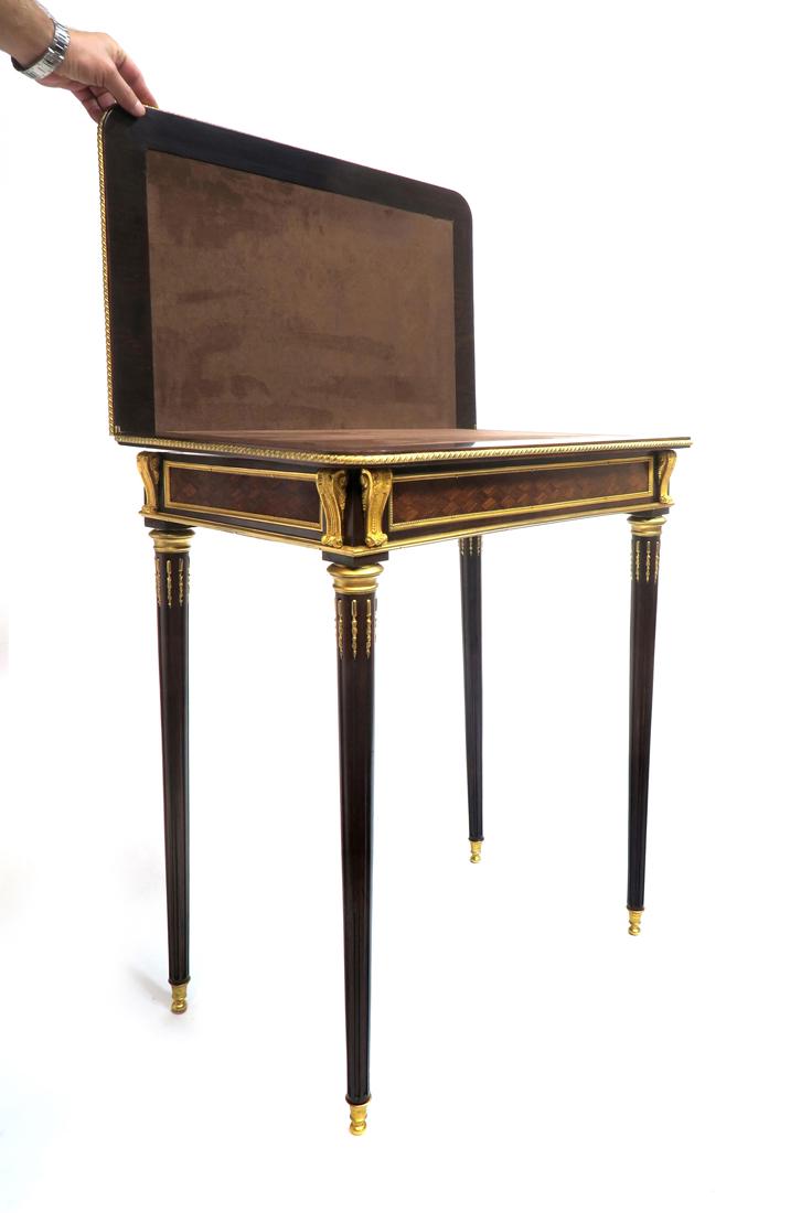 Very Fine French Bronze Mounted Game Table. Signed (1 of 4)