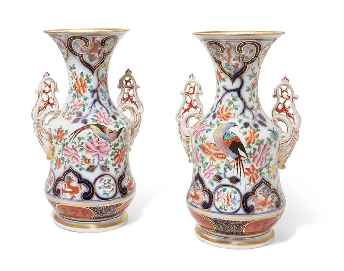 A PAIR OF JAPANESE PATTERN PORCELAIN VASES, 19th C. (1 of 1)