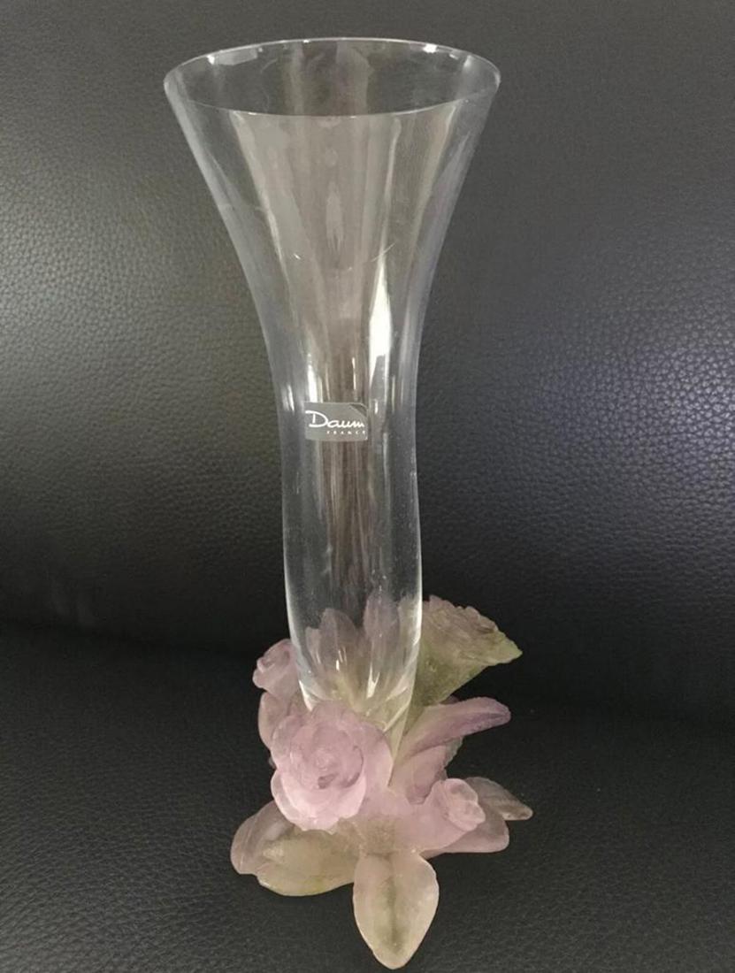A DAUM Rose Crystal Vase, Signed (1 of 6)