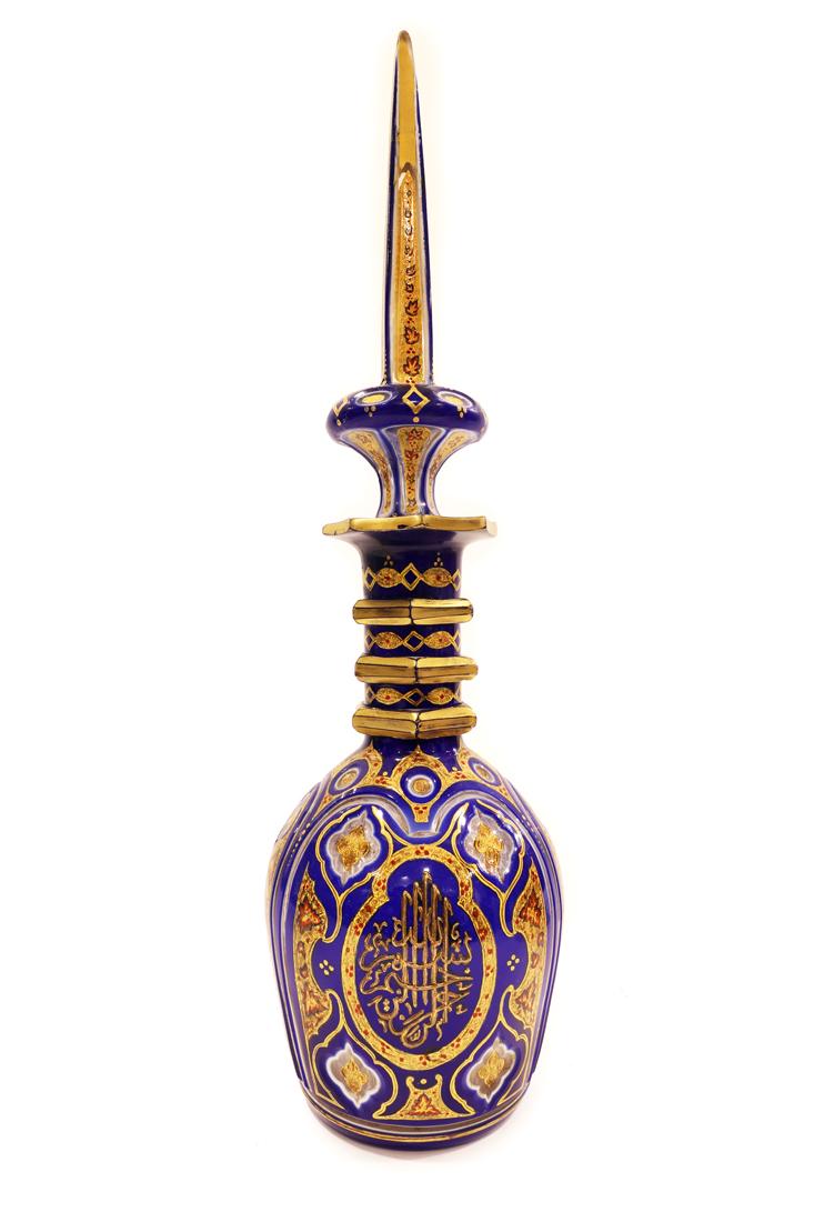 Rare/Fine 19th C. Islamic Bohemian Crystal Covered Decanter (1 of 3)