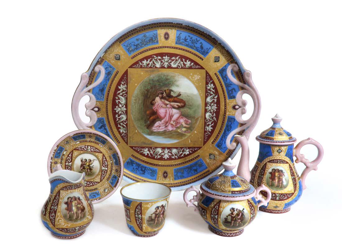 Fine Royal Vienna Style Porcelain Tea Set, 19th C. (1 of 6)