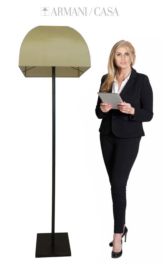 ALICIA Giorgio Armani Casa Floor-Standing Lamp: FLOOR LAMP. BASE AND STEM IN SATIN BLACK NICKEL, 220-240V, MAX 150W, PLUG E27. MADE IN ITALY.