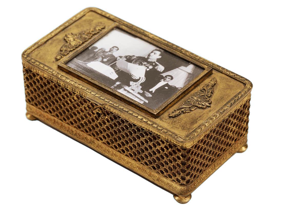 A French Bronze Jewelry Box With Shah of Iran Picture (1 of 5)