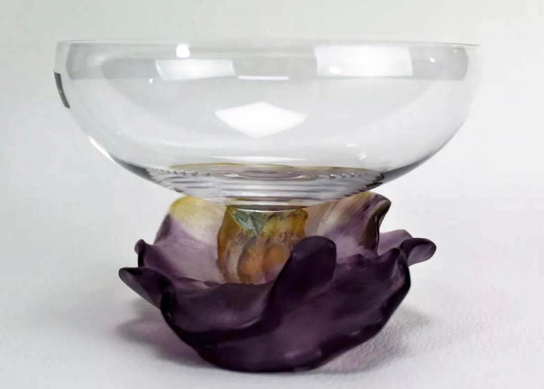 A DAUM Pate de Verre Lilly Glass Bowl, Signed (1 of 6)
