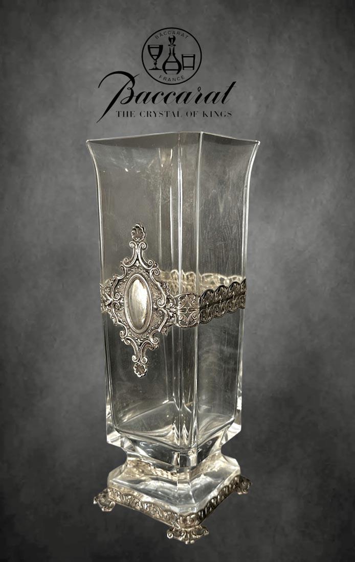 19th Century Baccarat Crystal Sterling Silver Vase (1 of 1)