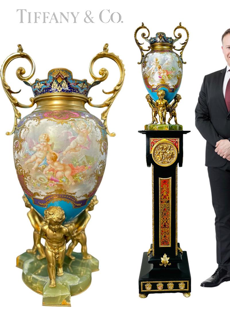 A Large 19th C. TIFFANY & Co. Champleve Bronze & Sevres Porcelain Figural Vase (1 of 1)