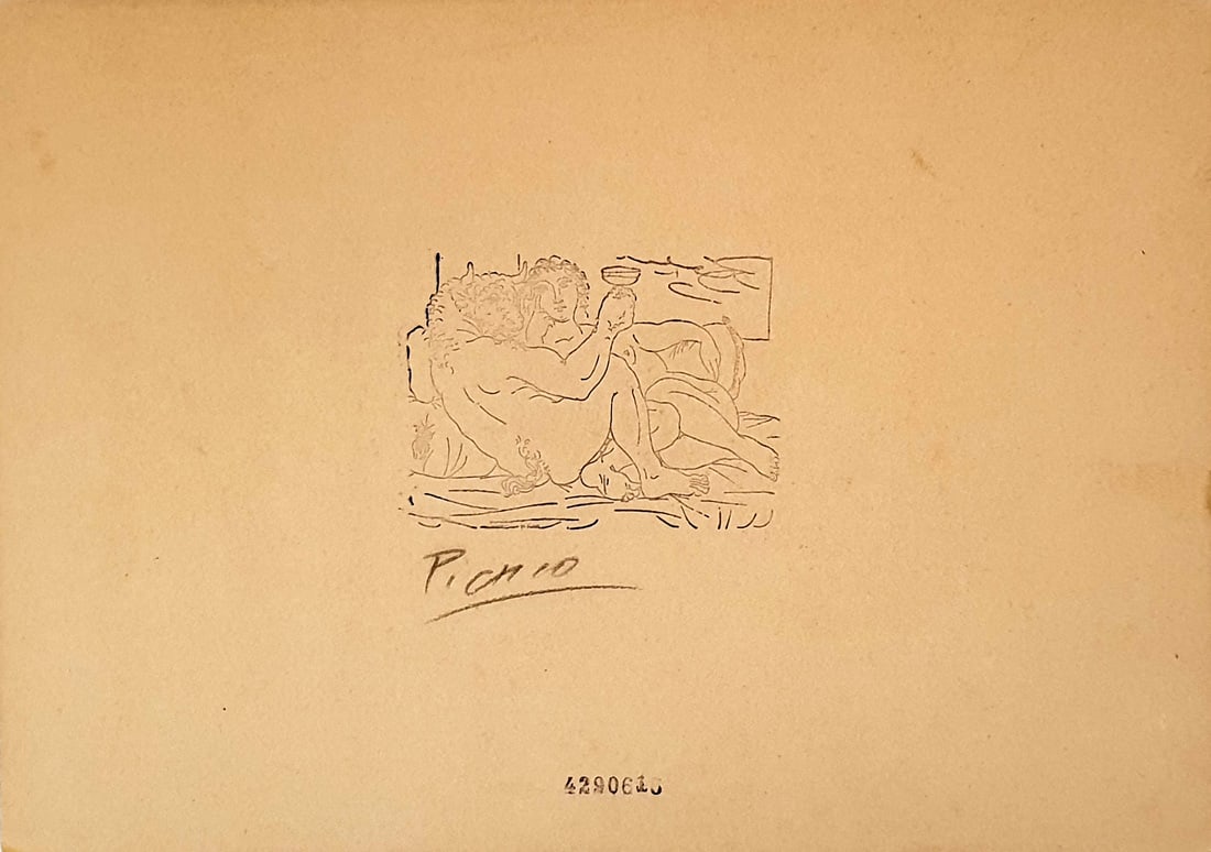 Minotauro Bebiendo y Mujer In Manner of PICASSO ETCHING (1 of 2)