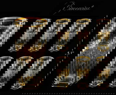 Set of 6 Harcourt Empire Baccarat Crystal Highballs: French Baccarat Harcourt Empire Crystal Highball Set (6 Pieces). H 5.1"