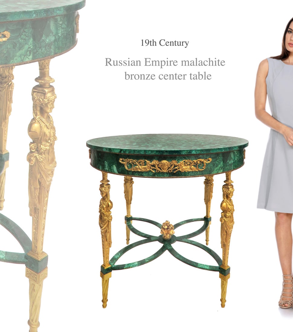 Russian Empire Malachite & Gilt Bronze Center Table (1 of 11)