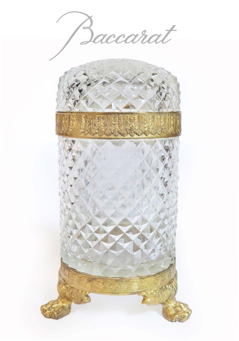 19th C. French Baccarat Crystal & Bronze Casket Box (1 of 3)