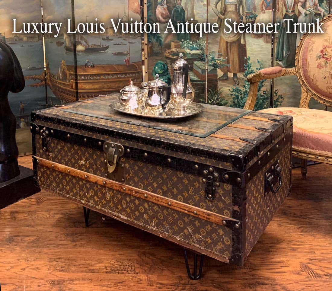 Antique Luxury Louis Vuitton Steamer Trunk/Side Table (1 of 1)