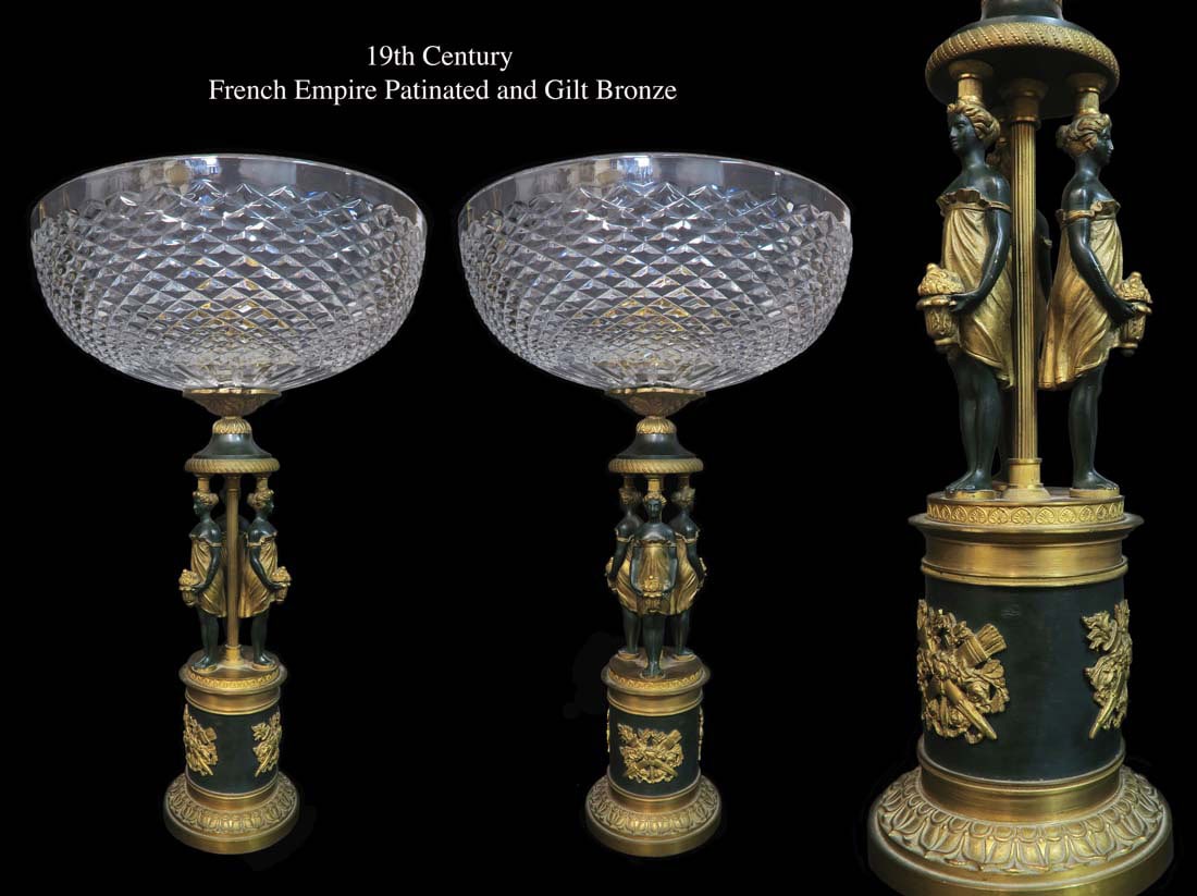 A Pair of Empire Patinated & Gilt Bronze Centerpieces (1 of 4)