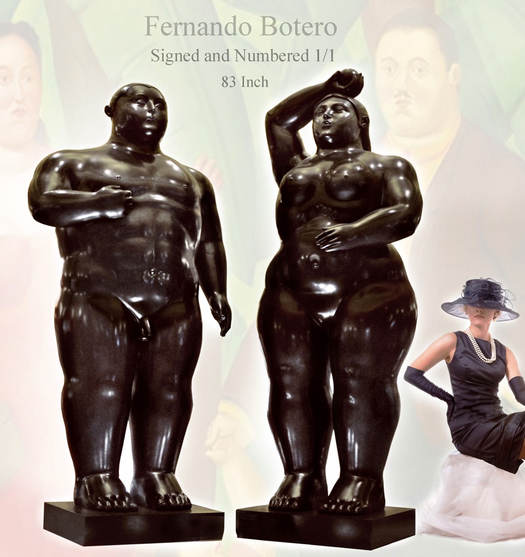 A Pair Of Monumental F. Botero Adam & Eve Bronze Sculptures, Numbered & Signed (1 of 1)
