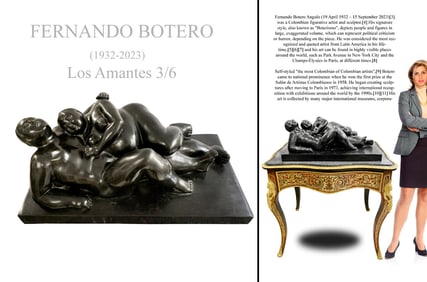 A Large FERNANDO BOTERO Los Amantes Bronze Sculpture, Signed