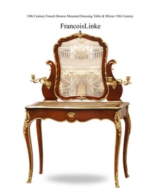 19th Century French Francois Linke Bronze Mounted Dressing Mirror Table, Signed