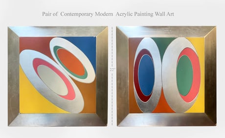 A Pair of Contemporary Modern Abstract Acrylic Painting