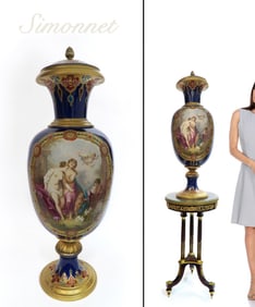 35" Large French Sevres porcelain Vase by Simonnet