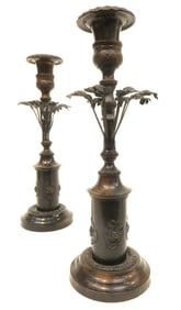 A Pair of Bronze Candlesticks