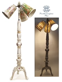 Von Schierholz Hand Painted Porcelain 3 Branches Lamp