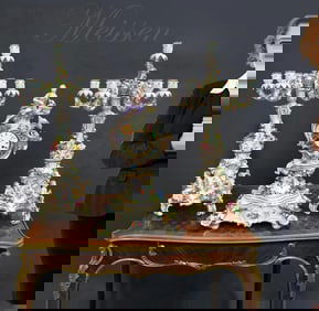 Large 19th C. Meissen Figural Clock Set