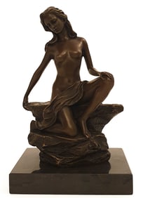 Naked On Rock, AN ALDO VITALEH ORIGINAL BRONZE STATUE