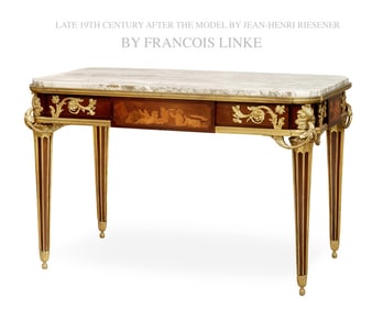 A FINE F.LINKE BRONZE MOUNTED MAHOGANY & MARQUETRY CENTER TABLE
