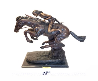A Large Remington Patina-ted Bronze Statue